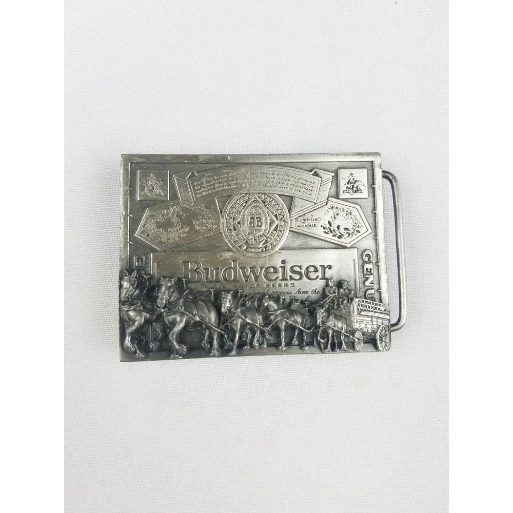 Vintage Budweiser Clydesdale horses pewter belt buckle markatron